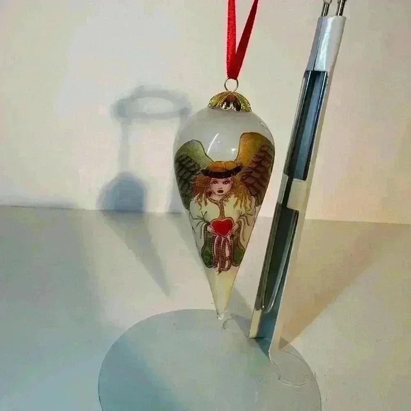 Bill Yee 1995 Angel Inside Hand Painted Glass Christmas Ornament with Box 4” - Picture 2 of 7